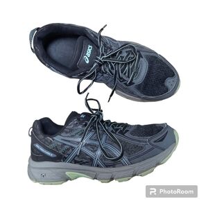 Asics Gray and Blue Athletic Shoes with Cushioned Support